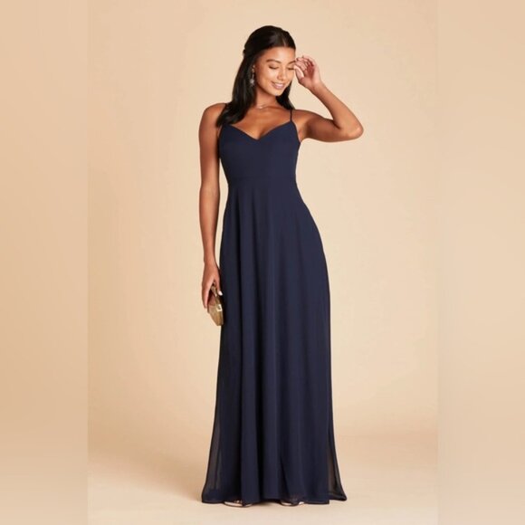 Birdy Grey Devin Convertible Chiffon Navy Blue Bridesmaid Maxi Dress NWT - Picture 3 of 3